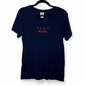 Soft As A Grape Boston Red Sox Navy V-Neck Tee Shirt Size Large